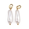 ABS Plastic Pearl Pendants, Nuggets, Ion Plating(IP), with 304 Stainless Steel Jump Ring, Real 18K Gold Plated, 25x7x5mm, Hole: 5x3mm