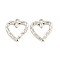 Alloy Pendants, Heart Charm, Platinum, 20x18.5x2mm, Hole: 1.8mm