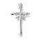 Brass Pendants, Cross Charms, Rack Plating, Long-Lasting Plated, Lead Free & Cadmium Free, Platinum, 42x24x6mm, Hole: 3x2mm