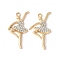 Alloy Crystal Rhinestone Pendants, Rack Plating, Cadmium Free & Nickel Free & Lead Free, Ballet, Golden, 33x18.5x3.5mm, Hole: 2mm