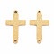201 Stainless Steel Link Connectors, Textured, Laser Cut, Cross, Golden, 22x12x1mm, Hole: 1.6mm