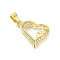 Brass Micro Pave Cubic Zirconia Pendants, Heart Charms, Cadmium Free & Lead Free, Long-Lasting Plated, Rack Plating, Real 18K Gold Plated, 16x20x2.5mm, Hole: 6x3mm