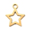 304 Stainless Steel Pendants, Real 18K Gold Plated, Star, 20x16.5x1.5mm, Hole: 3mm