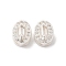 Brass Micro Pave Clear Cubic Zirconia Beads, Cadmium Free & Nickel Free & Lead Free, Oval, 925 Sterling Silver Plated, 7x6x4mm, Hole: 1mm