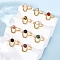 304 Stainless Steel Adjustable Open Cuff Rings, Natural Gemstone Rings for Women, Oval, Ion Plating(IP), Real 18K Gold Plated, 15mm, Inner Diameter: Adjustable