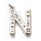 Brass Micro Pave Clear Cubic Zirconia Pendants, with Jump Ring, Lead Free and Cadmium Free, Long-Lasting Plated, Rack Plating, Letter Charms, Platinum, Letter N, 20.5x15x2.7mm, jump ring: 5x1mm, 3mm inner diameter.