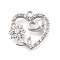 Brass Micro Pave Cubic Zirconia Pendants, Cadmium Free & Nickel Free & Lead Free, Heart & Elephant & Flower, Real Platinum Plated, 14x15x3mm, Hole: 1.2mm