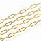 Brass Paperclip Chains, Flat Oval, Drawn Elongated Cable Chains, Soldered, Long-Lasting Plated, with Spool, Cadmium Free & Nickel Free & Lead Free, Golden, 7.6x2.6x0.5mm, about 16.4 Feet(5m)/roll