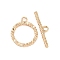 Brass Toggle Clasps, Cadmium Free & Nickel Free & Lead Free, Textured Ring, Real 18K Gold Plated, Ring: 26x21.5x2.5mm, Hole: 3mm, Bar: 31.5x7x2.5mm, Hole: 3mm