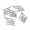 Non-Tarnish 201 Stainless Steel Pendants, Laser Cut, Rhombus with Snake, Stainless Steel Color, 41.5x25x1mm, Hole: 1.5mm