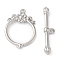 Brass Toggle Clasps, Cadmium Free & Nickel Free & Lead Free, Ring with Flower, Real Platinum Plated, Ring: 18.5x13x2mm, Hole: 1mm, Bar: 22x5x3mm, Hole: 1mm