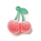 Flocky Resin Pendants, Cherry, with Iron Loop, Red, 33x26.5x13mm, Hole: 1.8mm