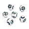 Christmas Opaque Glass Beads, Round with Electroplate Snowflake Pattern, Green Plated, 10mm, Hole: 1.2mm