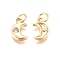Brass Charms, with Cubic Zirconia and Jump Rings, Heart, Clear, Golden, 10.5x7x2mm, Hole: 3mm