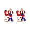 Independence Day Alloy Enamel Pendants, Letter Charms, Light Gold, Colorful, 17.5x11.5x1.5mm, Hole: 2mm