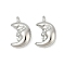 Brass Charms, Moon, Cadmium Free & Lead Free, Rack Plating, Long-Lasting Plated, Platinum, 11x7x3.5mm, Hole: 1.2mm