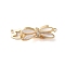 Brass Micro Pave Clear Cubic Zirconia Fold Over Clasps, Cadmium Free & Nickel Free & Lead Free, with White Shell, Butterfly, Real 18K Gold Plated, 34mm, Hole: 1.2mm