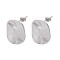 Brass Stud Earrings, Twist Oval, Platinum, 20.5x18.5mm
