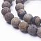 Natural Dendritic Jasper Beads Strands, Frosted, Round, 8mm, Hole: 1mm, about 46~47pcs/strand, 14.5~15 inch