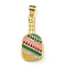 Rack Plating Brass Micro Pave Cubic Zirconia Pendants, with Enamel, Long-Lasting Plated, Lead Free & Cadmium Free, Pickleball Charms, Real 18K Gold Plated, 25x11.5x3.5mm, Hole: 4x3.5mm