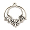 Tibetan Style Alloy Pendants Enamel Settings, Bat Shape Charms, Antique Silver, 23x19.5x2mm, Hole: 1.6mm