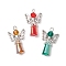 3Pcs Glass Pendants, Cone Shape Angel Charms, with Alloy Wings & Iron Loop, Faceted, Mixed Color, 29.5~30x18x7.5~8mm, Hole: 2~2.5mm