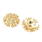 Brass Micro Pave Clear Cubic Zirconia Bead Caps, Flower, Real 18K Gold Plated, 7.5x2.5mm, Hole: 1mm