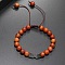 Ethnic Style Round Wood Men's Braided Bead Bracelets, Adjustable Arrow Synthetic Non-magnetic Hematite Bracelets, Platinum Plated