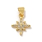 Rack Plating Brass Micro Pave Cubic Zirconia Charms, Long-Lasting Plated, Cadmium Free & Lead Free, Star, Real 18K Gold Plated, 14.5x12x2mm, Hole: 4.5x3.5mm