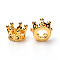 Brass Micro Pave Cubic Zirconia European Beads, Large Hole Beads, Golden Crown, Green, 11x7mm, Hole: 5.5mm