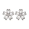 Rack Plating Flower Brass Micro Pave Clear Cubic Zirconia Stud Earrings, Lead Free & Cadmium Free, Long-Lasting Plated, Flower, Platinum, 18x19mm