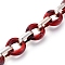 Transparent Acrylic Handmade Cable Chain, Flat Oval, Red, 18.5x11.5x4.5mm, about 39.37 inch(1m)/strand