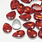 Pointed Back Glass Rhinestone Cabochons, Back Plated, Faceted, teardrop, Light Siam, 25x18x8mm