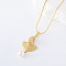 3Pcs French Stainless Steel & Round White Shell Pearl Fan Pendant Necklaces for Women, Golden, 15.75 inch(40cm)