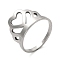 Non-Tarnish 201 Stainless Steel Finger Rings, Hollow Out Heart Crown Wide Band Rings for Women, Stainless Steel Color, US Size 7 1/4(17.5mm), 2mm, Crown: 13x17mm