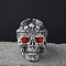 Alloy Rhinestone Adjustable Statement Cuff Open Rings for Men, Ruby, Inner Diameter: 15~20mm