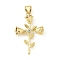 Brass Micro Pave Cubic Zirconia Pendants, Cross Charms, Long-Lasting Plated, Cadmium Free & Lead Free, Rack Plating, with Jump Ring, Real 18K Gold Plated, 27x17.5x5.5mm, Hole: 5x3.5mm