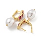 Серьга-кольцо из латуни с микропаве из кубического циркония EJEW-C102-02G-3