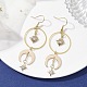 Серьги с подвесками из латуни с фианитами EJEW-TA00406-3