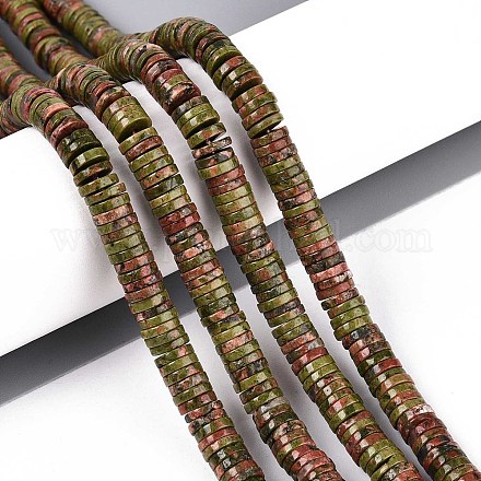 Природные Unakite бисер нитей G-T142-6mm-07-1