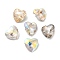 K5 Glass Rhinestone Buttons, Back Plated, Faceted, Heart, Mixed Color, 12x12x6mm, Hole: 1mm
