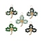 5Pcs 5 Styles Natural Green Aventurine & Moss Agate & TaiWan Jade & Ruby in Zoisite & Synthetic Green Goldstone Faceted Round Beaded Pendants, Clover Charms with Brass Findings, Golden, 26.5~28.5x23x3mm, Hole: 3.5~4mm, 1pc/style