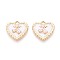 Alloy Enamel Pendants, with ABS Imitation Pearl, Heart with Cherry Charm, Golden, White, 17.5x18x4mm, Hole: 1.8mm