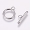 Tarnish Resistant 304 Stainless Steel Toggle Clasps, Ring, Stainless Steel Color, Ring: 21x16mm, Hole: 3mm, Bar: 22x3mm
