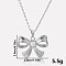304 Stainless Steel Pave Natural Pearl Bowknot Pendant Necklaces, Stainless Steel Color, Pendant: 2x2.8cm