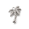Brass Micro Pave Clear Cubic Zirconia Pendants, Cadmium Free & Nickel Free & Lead Free, Coconut Tree, Real Platinum Plated, 15x12x2.5mm, Hole: 1.4mm