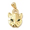 Brass Pave Clear Cubic Zirconia Pendants, Cadmium Free & Lead Free, Cheetah Charms, Real 18K Gold Plated, Green, 31x21.5x4.5mm, Hole: 4.5x7.5mm