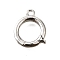 Brass Fold Over Clasps, Cadmium Free & Nickel Free & Lead Free, Ring, Platinum, 13x11x2mm, Hole: 1.4mm