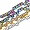 PVD Vacuum Plating Electroplate Non-magnetic Synthetic Hematite Multi- Strand Links, Rivet/Pyramid, Mixed Color, 6x6x4mm, Hole: 1mm, about 70pcs/strand, 15.7 inch