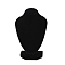 MDF Covered with Velveteen Bust Shaped Necklace Display Stands, Black, 8.2x10x15cm